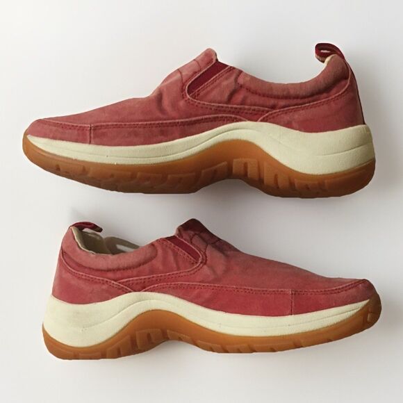 L.L. Bean Women’s Sunwashed Canvas Moc Shoes Red Size 6.5 Slip On Comfort EUC - Picture 4 of 10